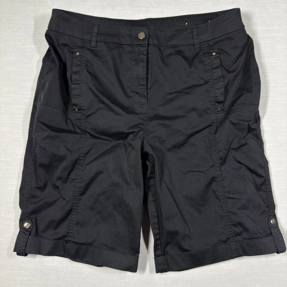 Chinos Shorts Womens 2 Black Bermuda Casual Classic Preppy Old Money Chic‎